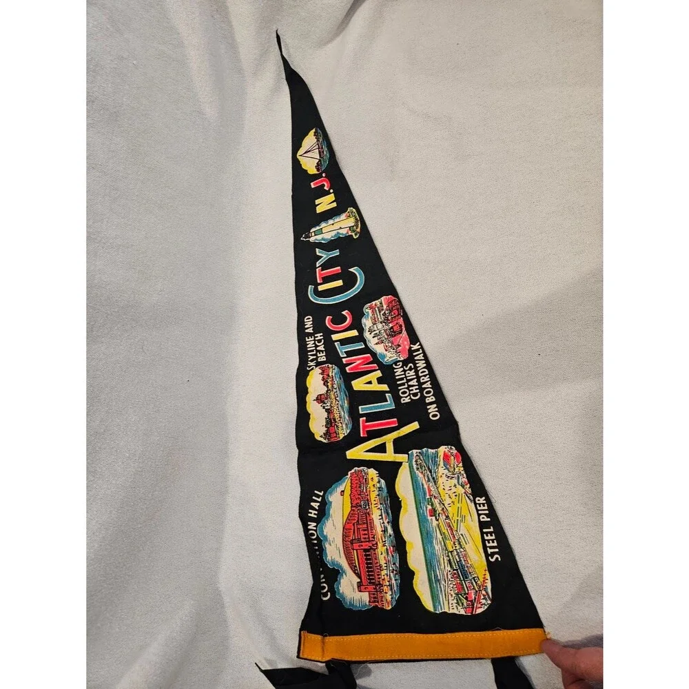 Atlantic City Vintage Souvenir Banner  Pennet Flag New Jersey NJ
